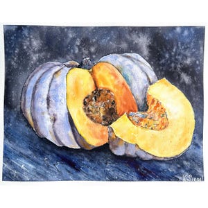 Pumpkin Painting Original Art Pumpkins Wall Art Kitchen Wall Art Still Life Pumpkin Art Vegetables Still Life Big Halloween Original Artwork
