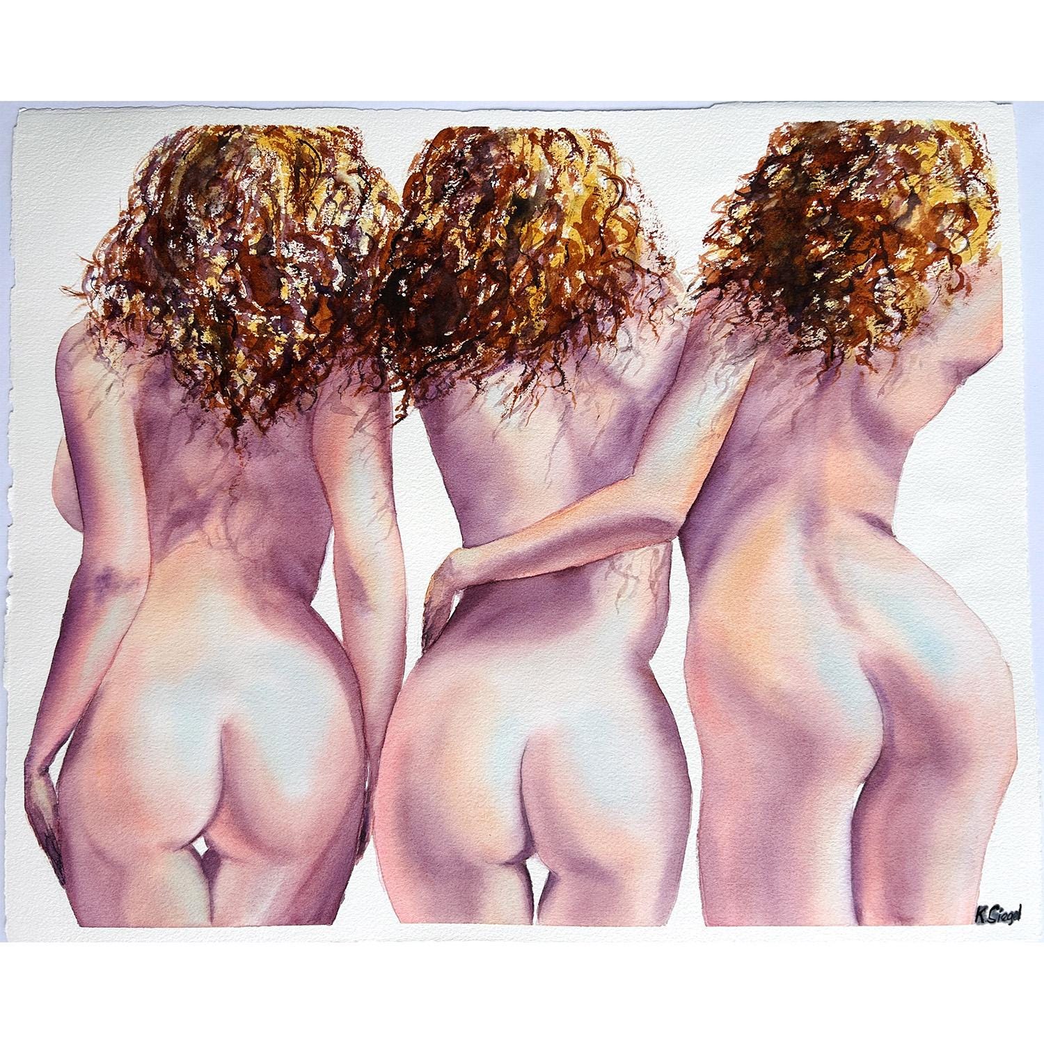 Nude Painting Original Art Butt Painting Sexy Girls Art Sexy Artwork Erotic Art Figurative Art Naked Girls Art Nude Art Three Hot Girls Art