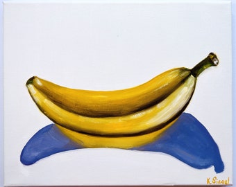 Peinture à la banane, peinture originale de fruits, art mural banane, peintures à l'huile de banane, oeuvre d'art alimentaire, art de la cuisine, art de Fruits tropicaux, nature morte