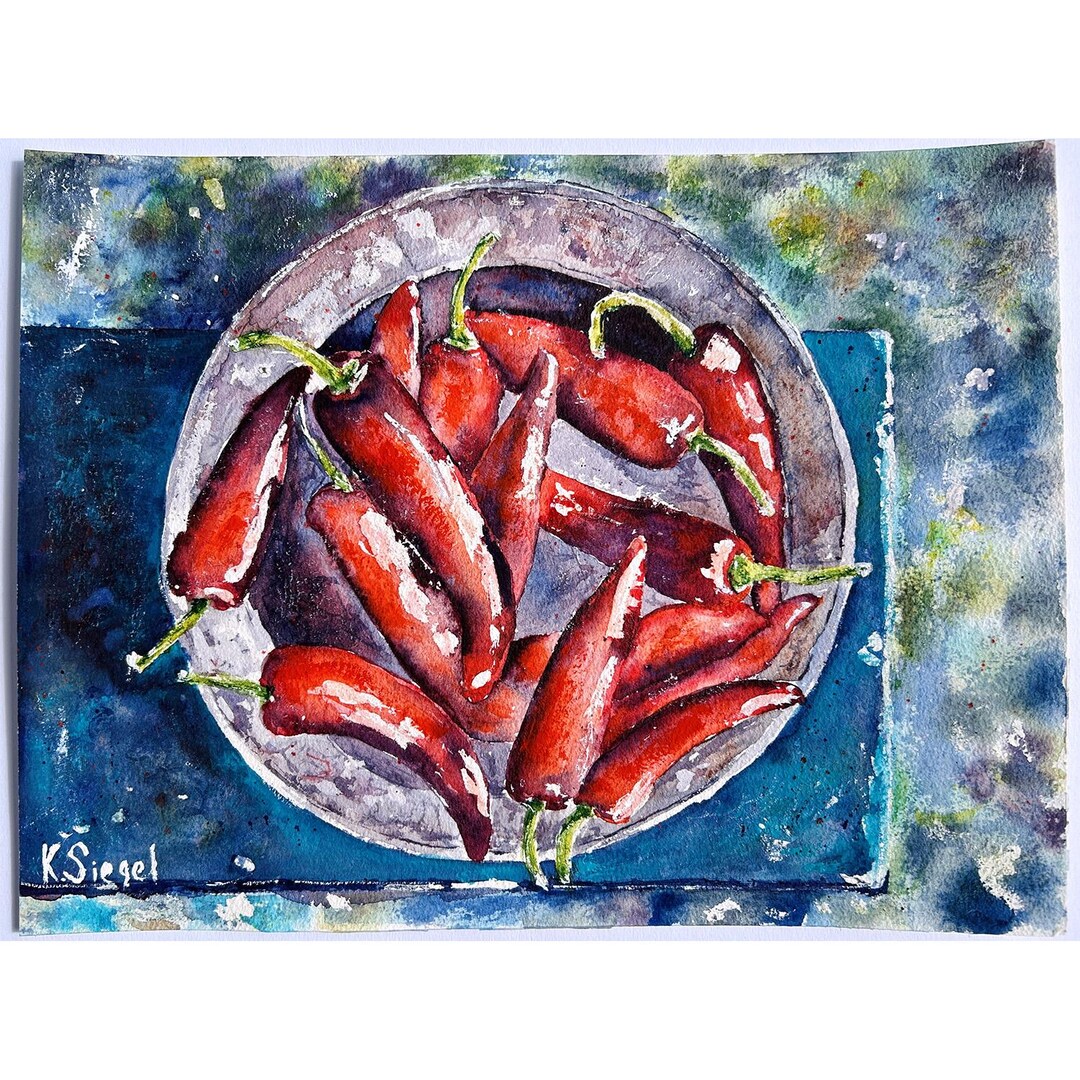 Red Peppers Painting Original Art Peppers Wall Art Food Wall Art Still ...