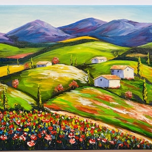 Tuscany Painting Italy Landscape Original Art Tuscany Oil On Canvas Landscape Painting Tuscany Mountain Artwork Landscape Impasto Wall Art