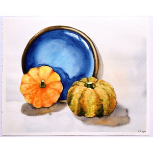 Dipinto di zucca, opera d'arte originale, zucche, arte murale, cibo, natura morta, zucche, natura morta di verdure, grandi zucche, opera d'arte originale