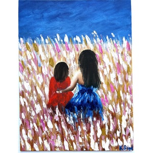 Mother Daughter Painting Mother Child Painting Original Art Mother With Child Wall Art Kids Painting Family Painting Motherhood Art Mom Gift