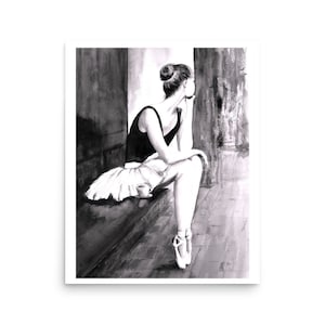 Ballerina Print Ballet Dancer Painting Print Ballet Art Watercolor Ballet Dancing Girl Print Black White Wall Art Ballet Art Ballerina Art