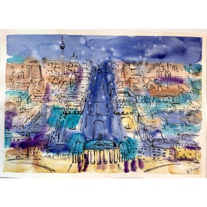Berlin Painting Germany Original Art City Sketch Berlin Art German Architecture Artwork Urban Sketch Berlin Painting German Capital Painting