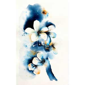 Cherry Blossom Painting White Flowers Painting Original Art Abstract Flowers Painting Blue Flowers Painting Floral Painting Flowers Painting