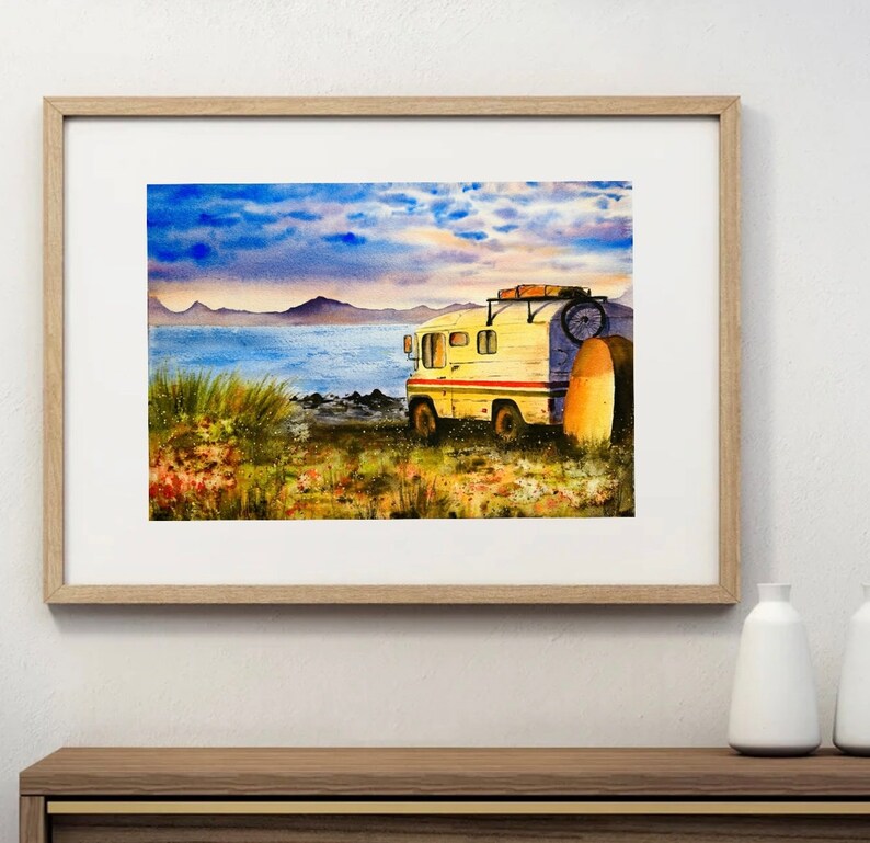 Camper Van Painting Original Art Camper Art Travel Adventure Etsy