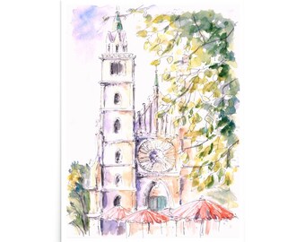Nuremberg Print Germany Art City Sketch Nuremberg Art St. Lawrence Church Print German Architecture Art Bayern Poster German Church Print