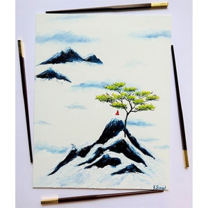 Monk Painting Japanese Art Original Art Buddhist Zen Meditating Monk Art  Zen Painting Oil On Canvas Asian Meditation Artwork Japan Painting