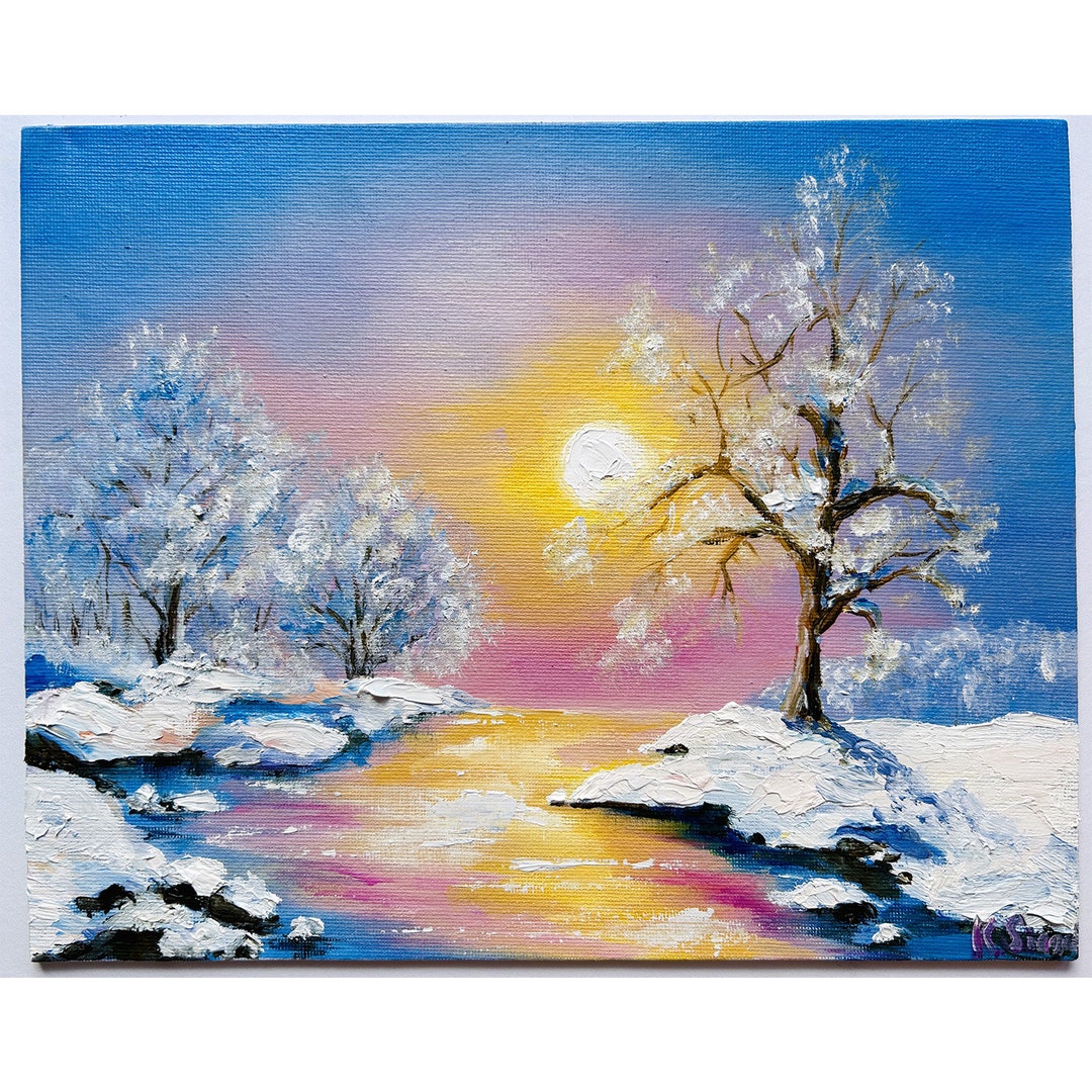 Winter Landscape Oil Painting Snow Scene Painting Snow Forest - Etsy