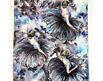 Ballet Painting Original Watercolor Art Ballet Dancers Painting Ballet Art Ballerina Painting Ballet Dancer Art Figurative Art Girls Artwork