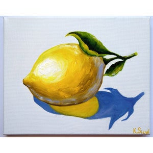 Lemon Painting Original Art Fruits Painting Lemon Wall Art Lemons Painting Oil On Canvas Food Artwork Kitchen Art Fruit Still Life Painting