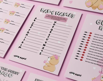 Pack de jeux de douche bébé fille ours (téléchargement PDF)