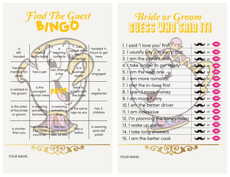 Bridal Shower Game Pack YOUR CHOICE CUSTOM by Me Etsy