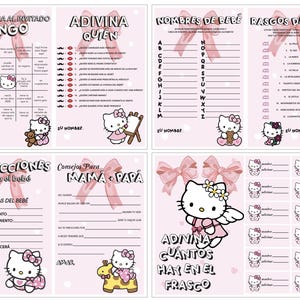 Baby Shower Game Pack - Cartoon Kitten - SPANISH VERSION