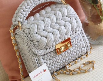 Crochet bag gift for woman crochet bag bolso punto puff ribbon bag marshmellow bag bolso crochet gift idea for woman tshirt yarn bag