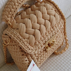 Tutorial vera bag marsmallow bag uncinetto bag crochet luxury bag borsa punto puff bolso en trapillo borsa fettuccia leggera crochet bag 画像 4