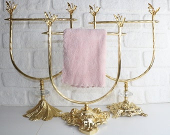 Porte-serviettes décoratif doré pour salle de bain