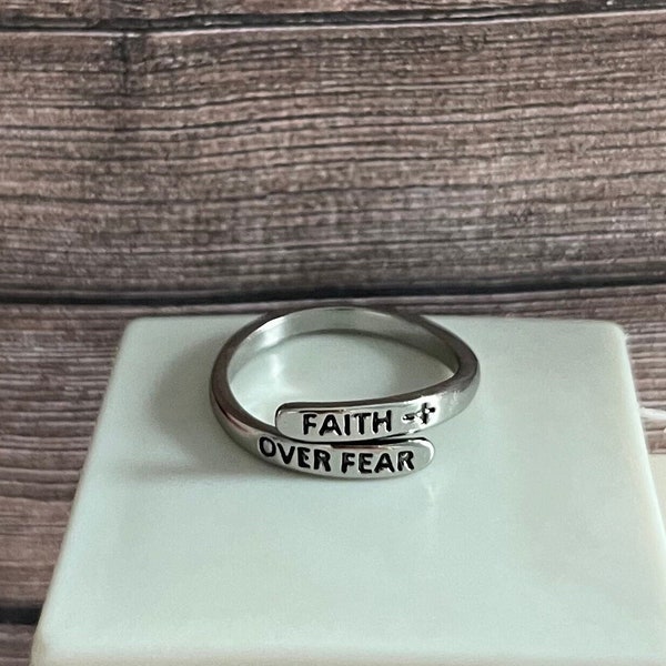 Faith Over Fear Ring, Adjustable Ring, Statement Ring, Spiritual Ring, Affirmation Ring, Faith Ring, Unisex Ring, Positivity Ring, Religious