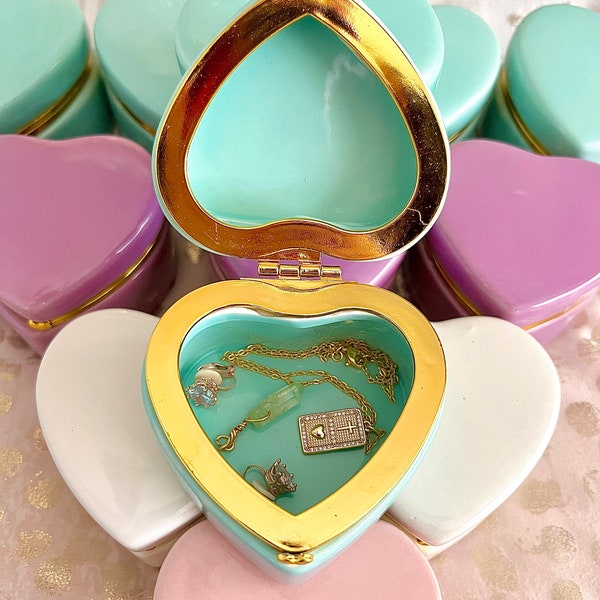 Heart Jewelry Box, Jewelry Box Gift, Ceramic Trinket Box, Heart Shape Figurine, Ring Box, Decorative Ceramic Heart, Heart Decor