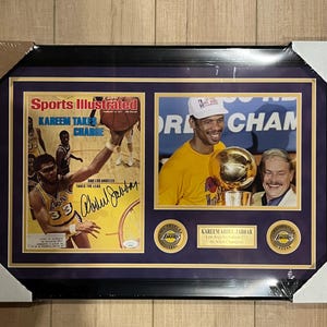 Kareem Abdul Jabbar Lakers Signed 8x10 Photo Collage Framed JSA COA