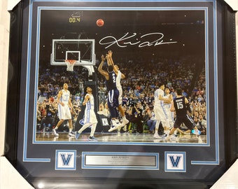 Kris Jenkins signed autographed “the Shot” Villanova 16x20 framed photo Black Frame with dark blue over light blue double V formatting JSA