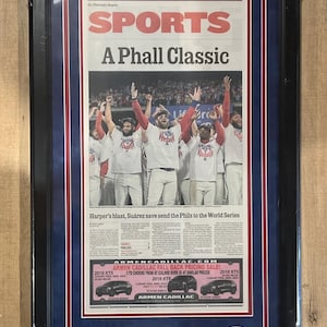 Philadelphia Phillies Newspaper Framed &quot;A Phall Classic&quot; The Philadelphia Inquirer