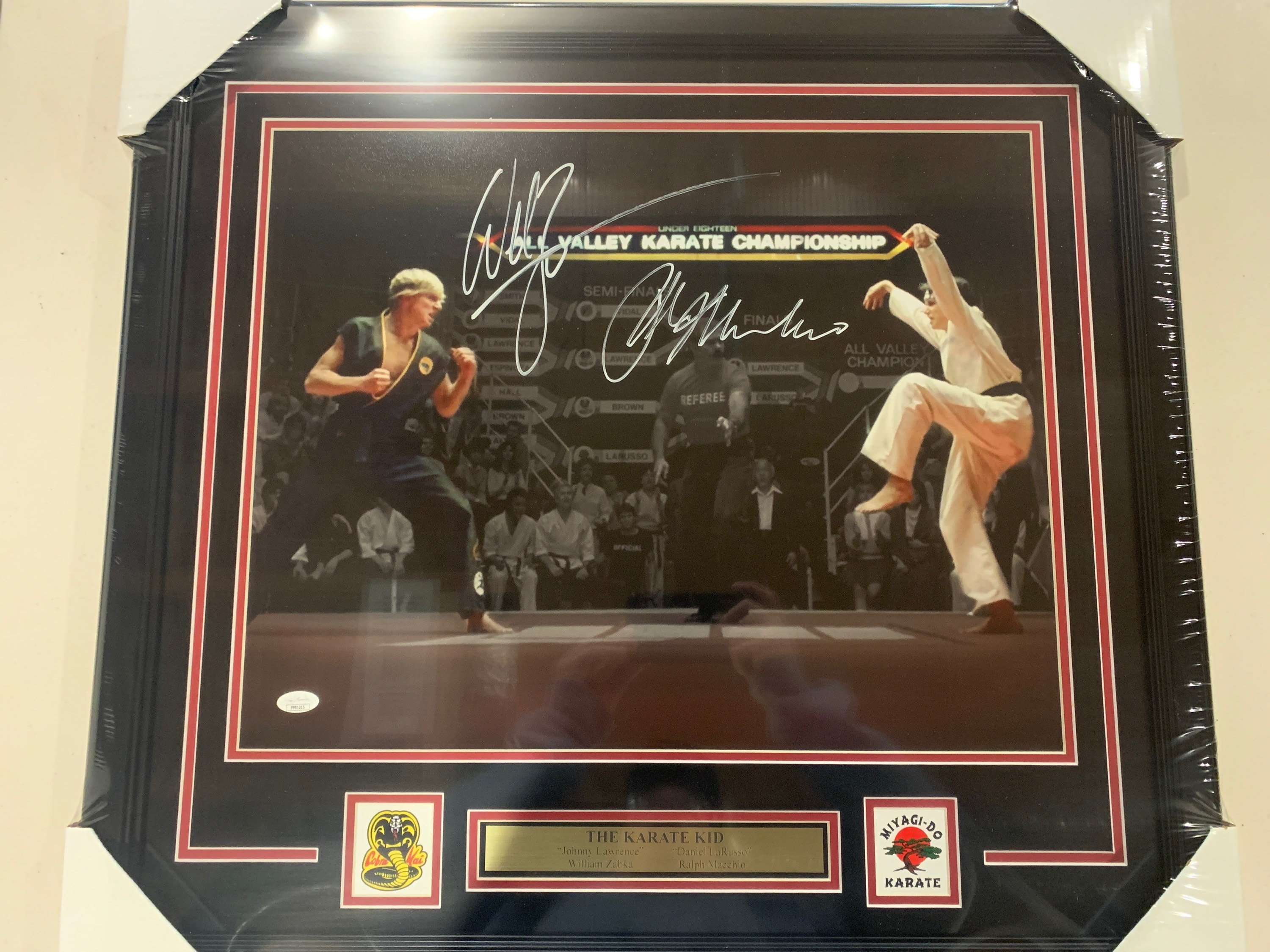 Ralph Macchio William Zabka Signed In Gold 8x10 Karate Kid Photo JSA 