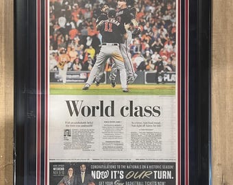 Washington Nationals Newspaper Framed "World Class" The Washington Post