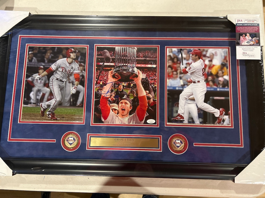 Chase Utley Autograph Signed Phillies 8x10 Photo Black Framed 