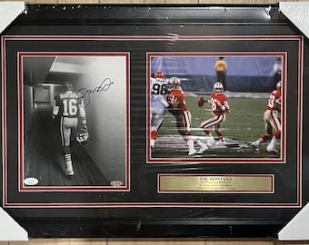 Joe Montana Signed San Fransisco 49ers 8x10 Photo Collage Framed JSA COA