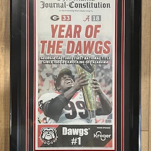 Georgia Bulldogs Newspaper Framed &quot;Year Of The Dogs&quot; The Atlanta Journal-Constitution