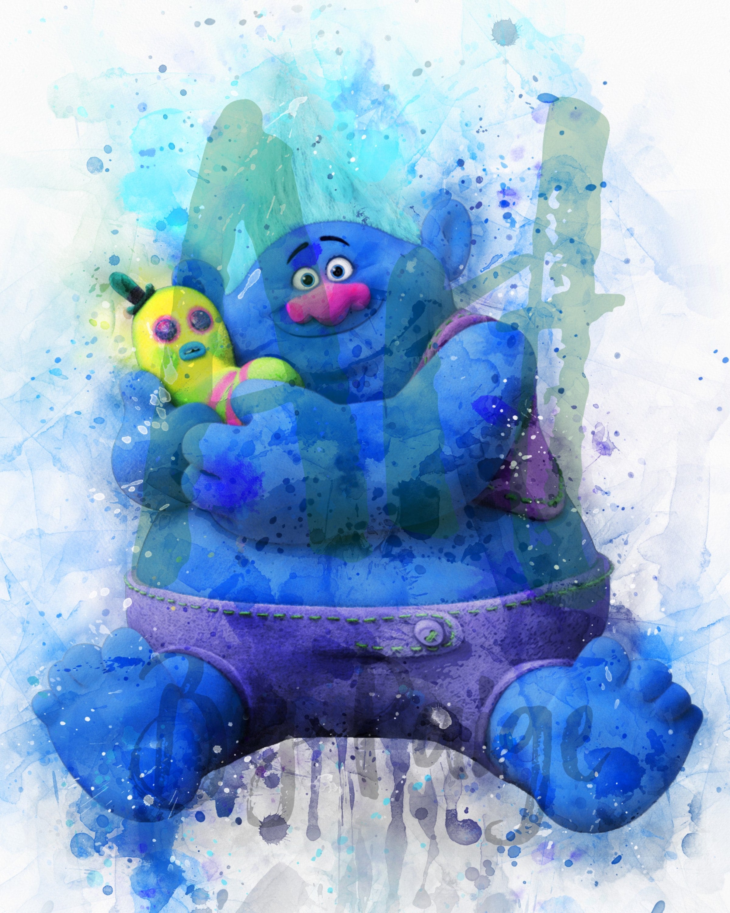 Biggie and Mr. Dinkles From Trolls Watercolour Art Print - Etsy