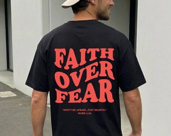 Faith Over Fear Shirt Jesus – Geschenk zur Taufe – Christliches Shirt Glaube