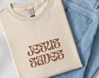 T-Shirt JESUS SAVES // Geschenk für Christen // christliche Kleidung // Geschenk zur Konfirmation // Taufgeschenk