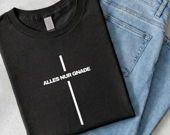 Kreuz Shirt "Alles nur Gnade" – Geschenk zur Taufe – Christliches Shirt Glaube