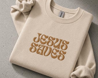 Bestickter Pullover // Jesus Saves Sweater // Christliches Geschenk // Besticktes Sweatshirt