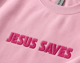 Christliches Geschenk // Jesus Saves Sweater // Bestickter Sweater // Geschenk für Christen