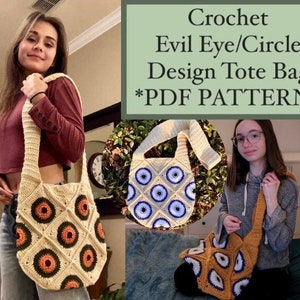 Crochet Bag PATTERN (US Terminology), Evil Eye Tote Bag Crochet PATTERN