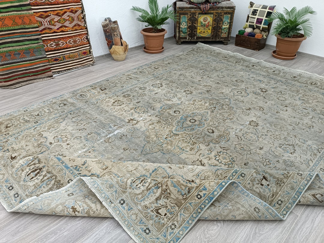 9x13 Oversized Area Rugarea Rug Combination of Blue and Brown Etsy