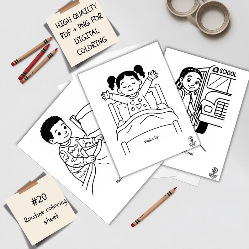 School Routine Coloring Pages Autism-friendly Routine Coloring Book | Sensory Calm Pages | Visual ...