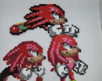 Imán de nudillos: Diseño de Sonic the Hedgehog con cuentas Perler