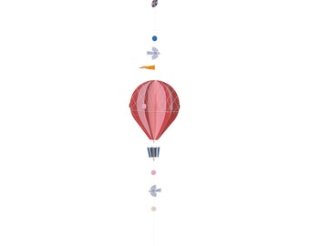 Pink Hot Air Baloon-3D Paper Mobile