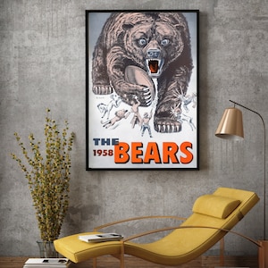 Vintage Chicago Bears 1958 Program Negatyw Wydruk