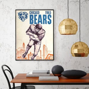 Vintage Chicago Bears 1965 Program Negatyw Wydruk