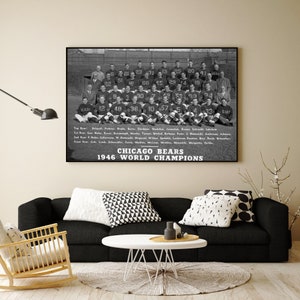 Vintage Chicago Bears 1946 World Championship Negatyw Wydruk