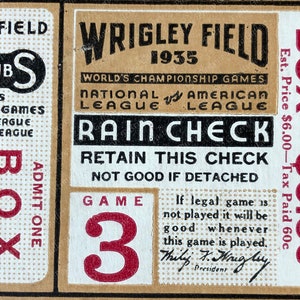 Vintage Chicago Cubs 1935 World Series Ticket Print