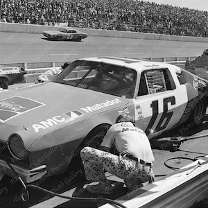 Vintage Bobby Allison NASCAR Negatywna Odbitka