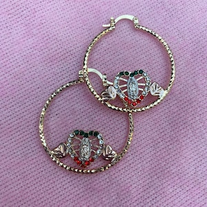 Virgencita Earrings, Virgin Mary Earrings, Virgen de Guadalupe earrings, Virgencita hoops