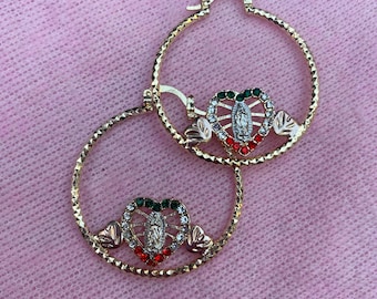 Virgencita Earrings, Virgin Mary Earrings, Virgen de Guadalupe earrings, Virgencita hoops